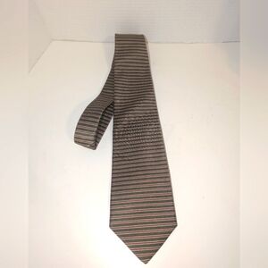Brooks Brothers Makers Silk‎ Tie Khaki/Red/Gold Striped Pattern